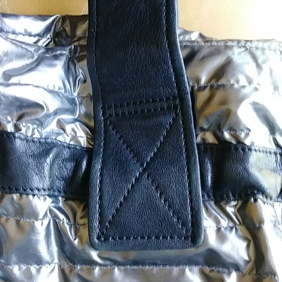 Kooba silver metallic puffer puffy quilted shoulder bag tote - Picture 12 of 12